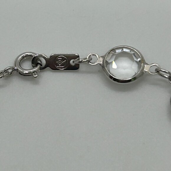 Swarovski Crystal Bezel Bracelet, Clear Silver-Tone Spring Ring Clasp Vintage - Picture 8 of 16